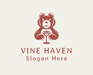 Wine Bear Sommelier logo design