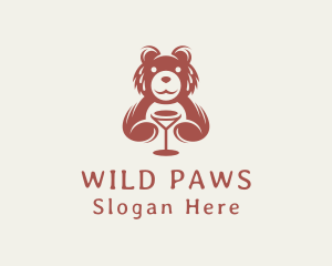 Wine Bear Sommelier logo design