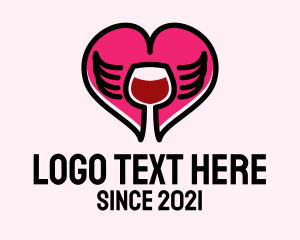 Valentine - Heart Wing Wine logo design