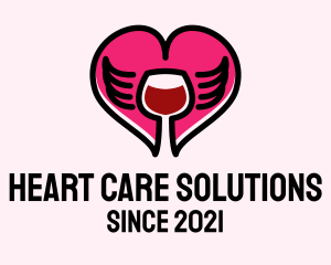 Heart Wing Wine  logo design