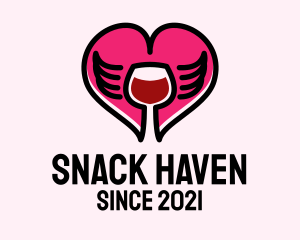 Heart Wing Wine  logo design