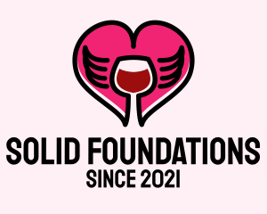 Champagne - Heart Wing Wine logo design