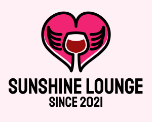 Heart Wing Wine  logo design