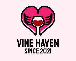 Heart Wing Wine  logo design