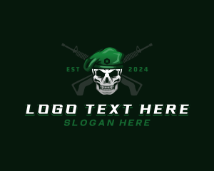 Skull Carbine Firearm logo design