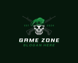 Skull Carbine Firearm logo design