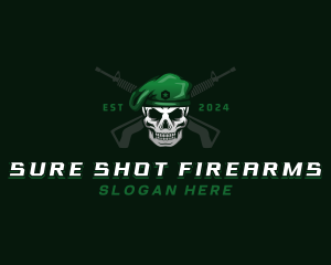 Skull Carbine Firearm logo design