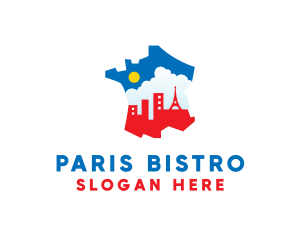 Paris France Map  logo design