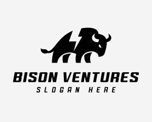 Bison - Lightning Electric Bison logo design