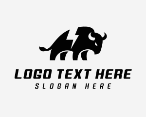 Oxen - Lightning Electric Bison logo design