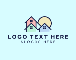Land Developer - Colorful Neighborhood House logo design