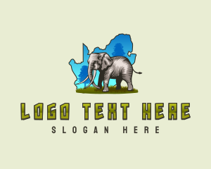 Map - South Africa Savannah Elephant logo design