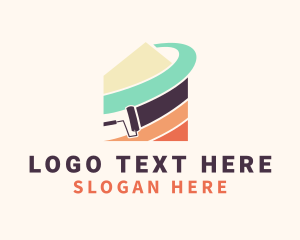 House - House Painting Paint Roller logo design