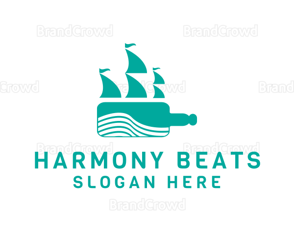 Bottle Sea Ship Logo