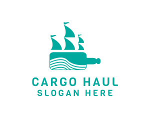 Bottle Sea Ship logo design