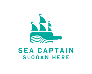 Bottle Sea Ship logo design