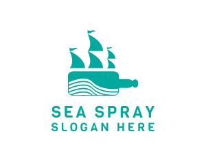 Bottle Sea Ship logo design