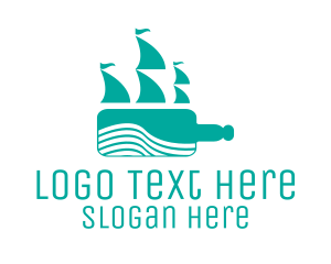 Shipping - Teal Bottle Ship logo design