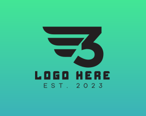 Gamer - Modern Fast Wing Number 3 logo design