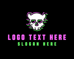 Glitch - Hacker Skull Punk logo design