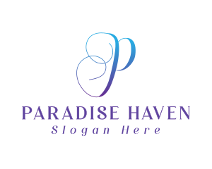 Gradient Cursive P logo design