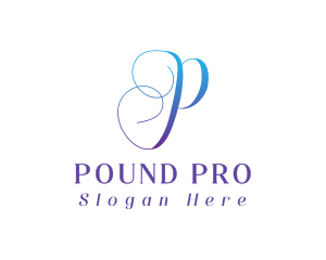 Gradient Cursive P logo design