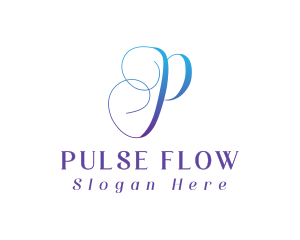 Gradient Cursive P logo design