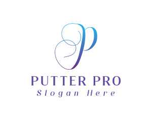 Gradient Cursive P logo design