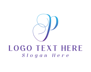 Expensive - Gradient Cursive P logo design