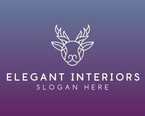 Elegant Reindeer Outline logo design