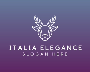 Elegant Reindeer Outline logo design