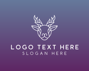 Head - Elegant Reindeer Outline logo design