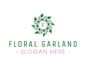 Garland - Floral Bud Wreath logo design