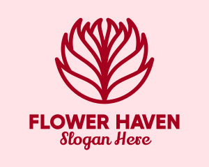 Red Dahlia Flower  logo design