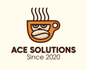 Hot Chocolate - Gorilla Coffee Bean Cup logo design