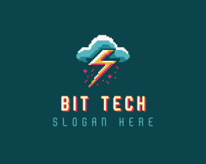 Cloud Thunder Pixelated logo design