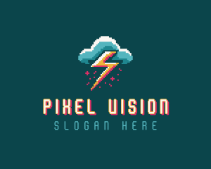 Cloud Thunder Pixelated logo design