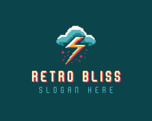 Nostalgia - Cloud Thunder Pixelated logo design