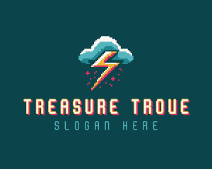 Cloud Thunder Pixelated logo design