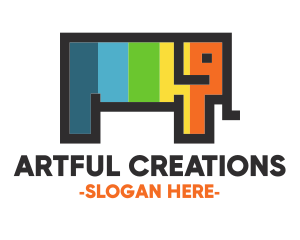 Create - Colorful Pixel Elephant logo design