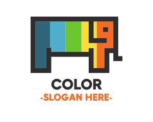 Colorful Pixel Elephant logo design