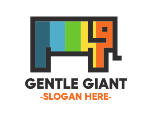 Colorful Pixel Elephant logo design