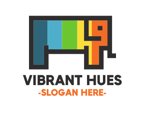 Color - Colorful Pixel Elephant logo design