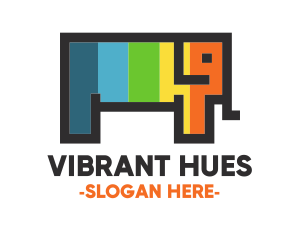 Colorful Pixel Elephant logo design