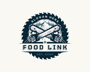 Chainsaw Mountain Lumberjack logo design