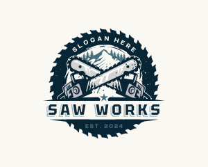 Chainsaw Mountain Lumberjack logo design