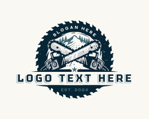 Chainsaw Mountain Lumberjack Logo