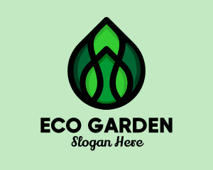 Natural Green Droplet logo design