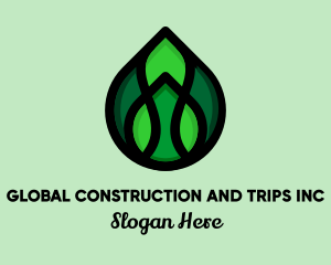 Vegan - Natural Green Droplet logo design