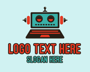 Website - Robot Laptop Computer logo design